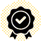 A black, stylized rose design is centered on a yellow background; the rose is framed by a checkered pattern.