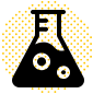 A black, stylized figure sits against a yellow background featuring a checkered pattern. The figure appears to be wearing a garment with a hood.