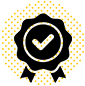 A black, stylized rose design is centered on a yellow background; the rose is framed by a checkered pattern.